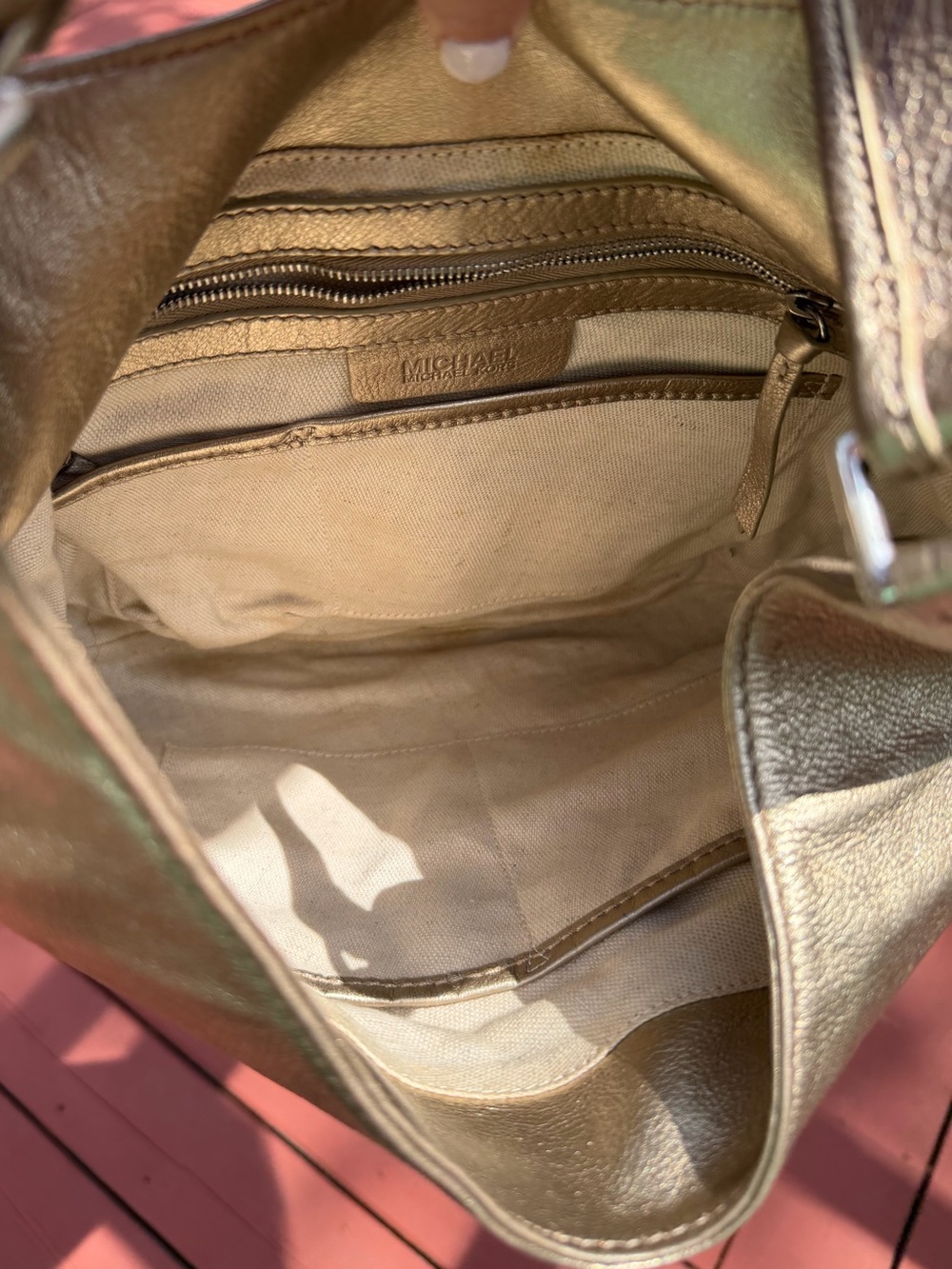 Michael Kors Metallic Brown Leather Shoulder Hobo Bag - Picture 8 of 15